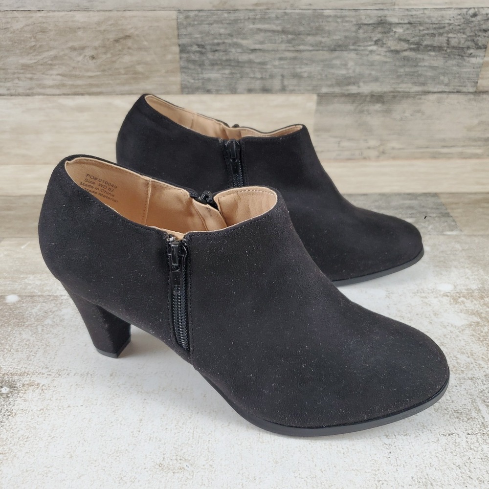 Journee Collection Sanzi Womens Ankle Booties Sz 8.5 Black Dual Zip Almond Toe